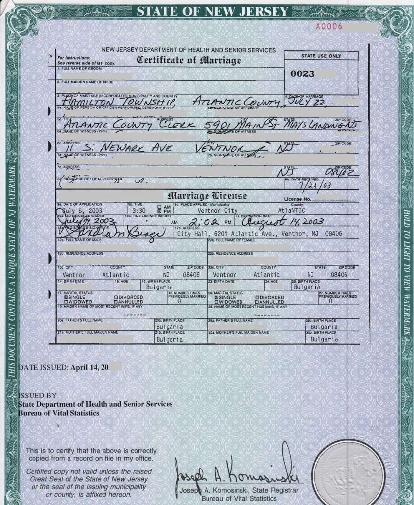 Fake Marriage Certificate